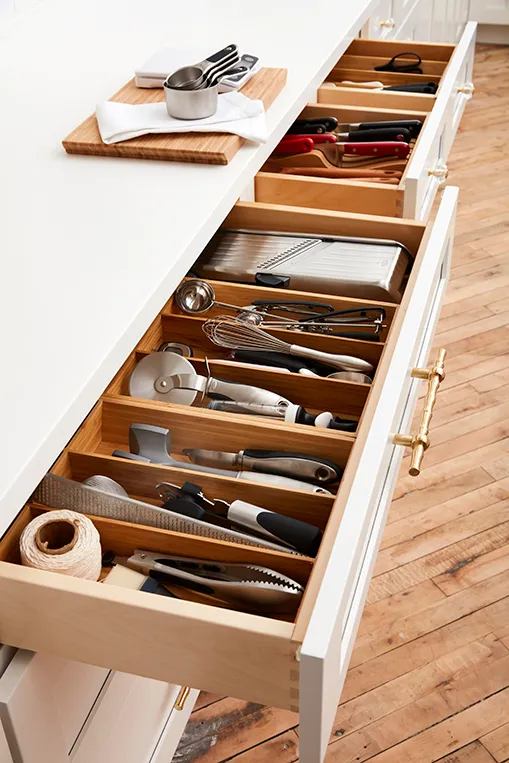 Organized kitchen utensils in a drawer