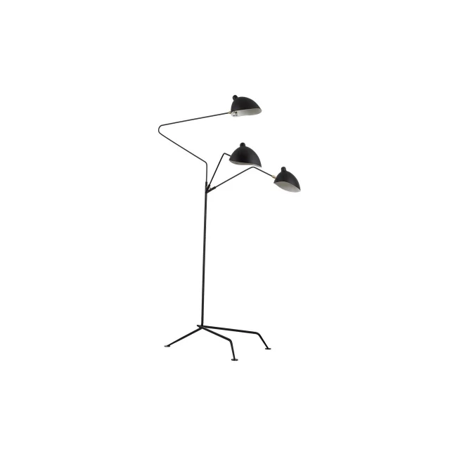 Black three-arm floor lamp