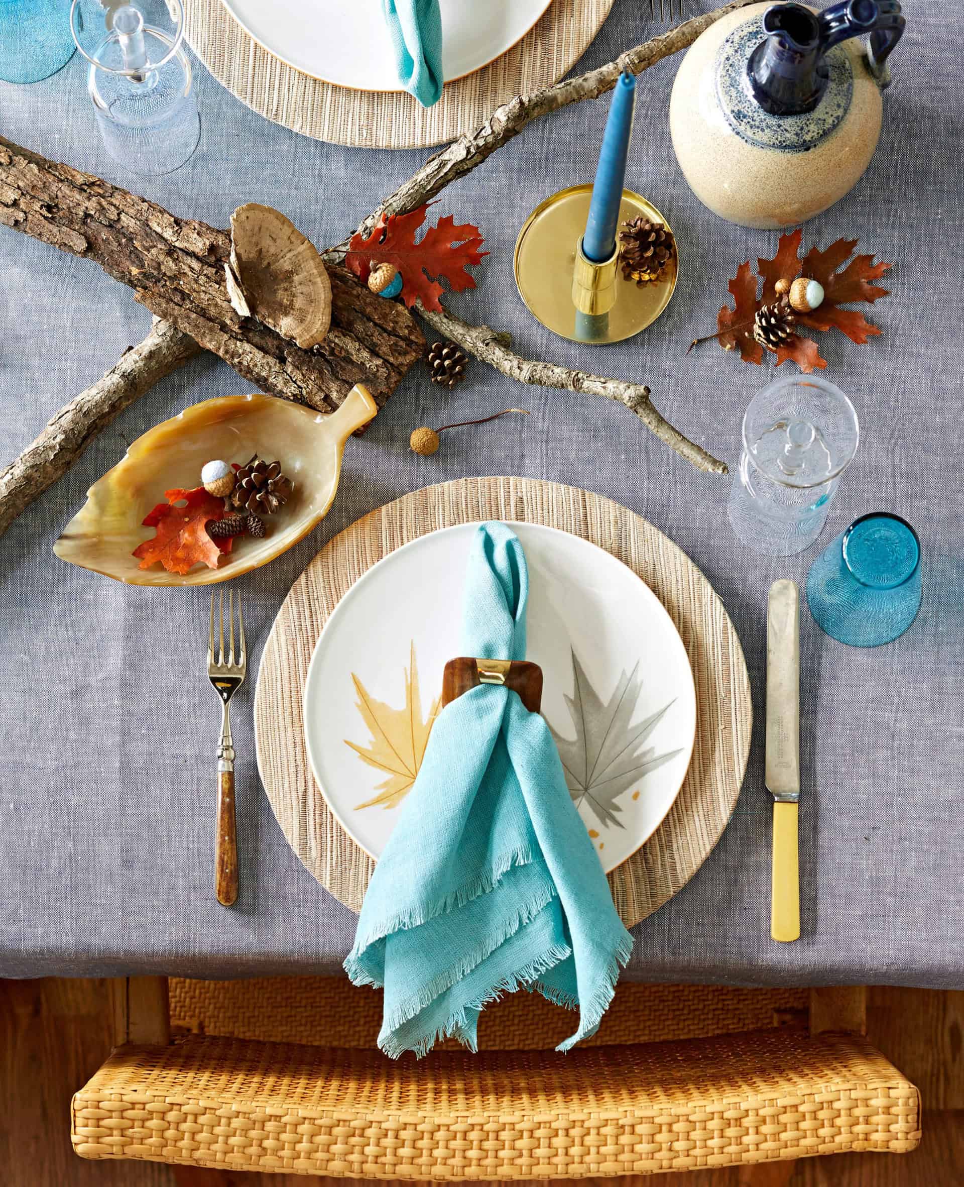 Overhead shot of modern table setting for fall