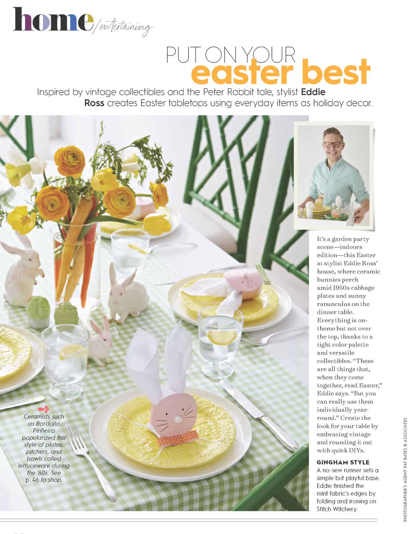 Easter table with napkins folded to look like bunny ears