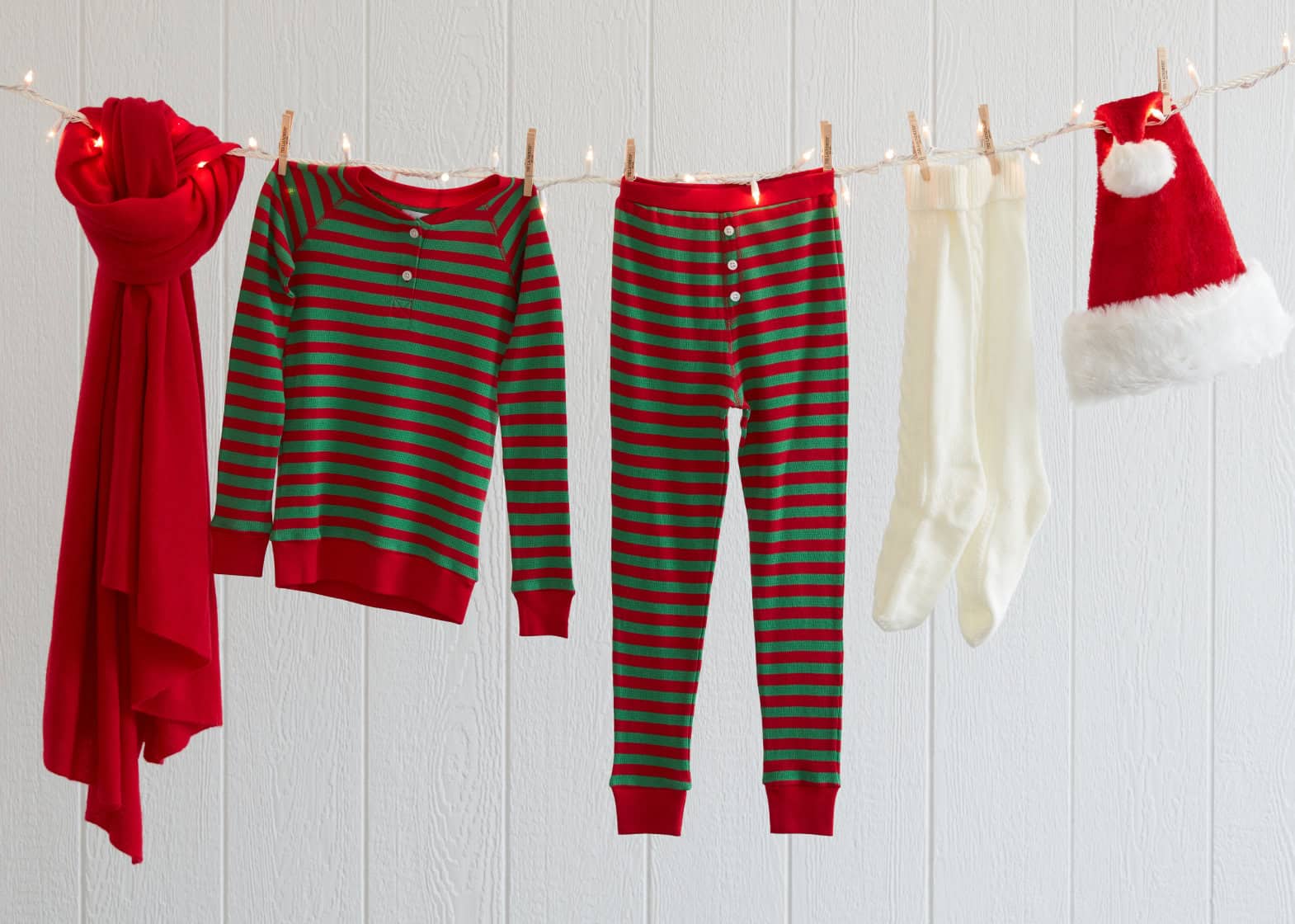 Santa's clothes hung on a clothesline